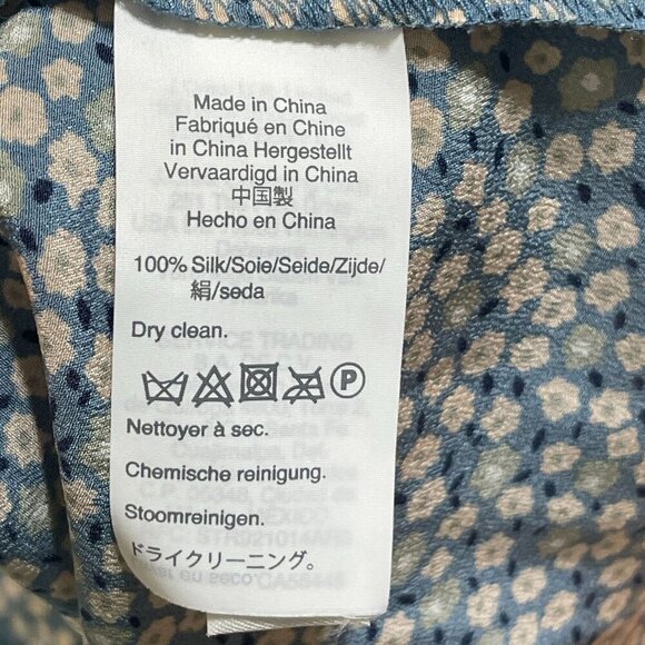 Madewell Silk Poet Popover Top Bitsy Floral Blue Size XS Extra Small Long Sleeve - Picture 7 of 7